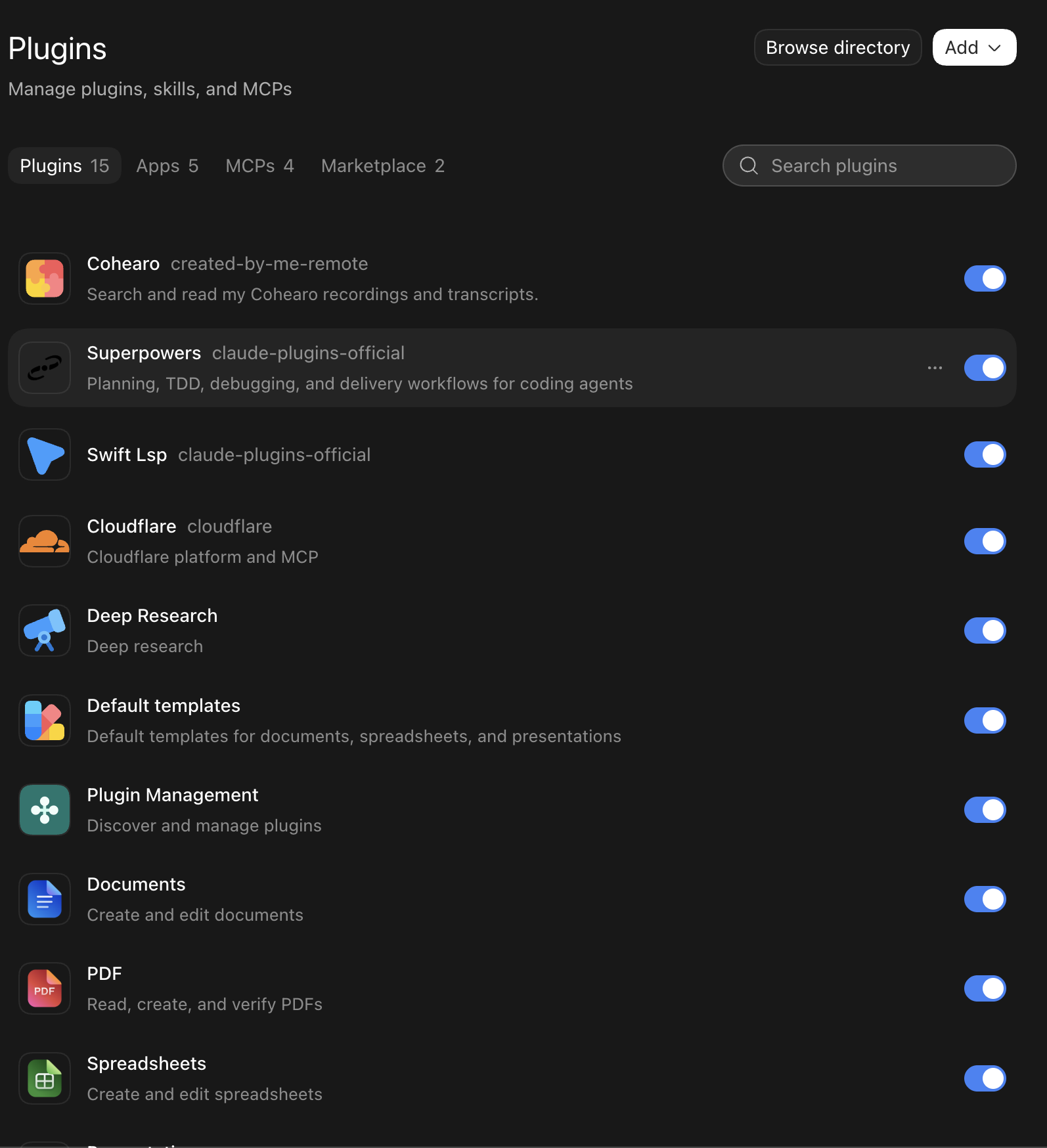 Codex Plugins screen with the web-created Cohearo plugin enabled